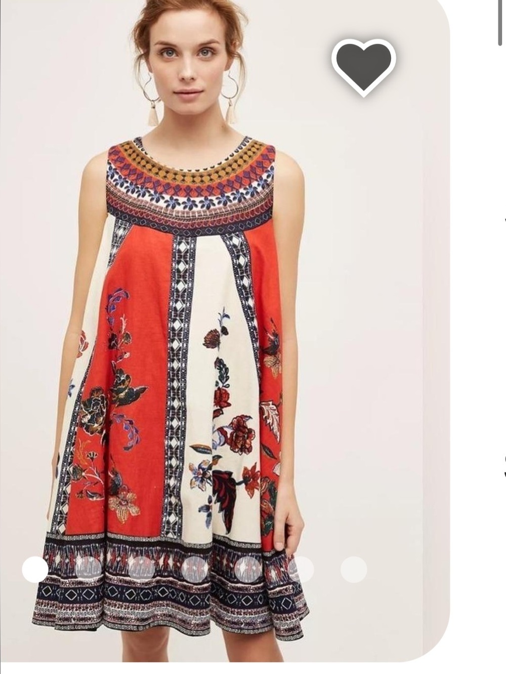 Maeve red white Floral-Print Sleeveless Dress size S